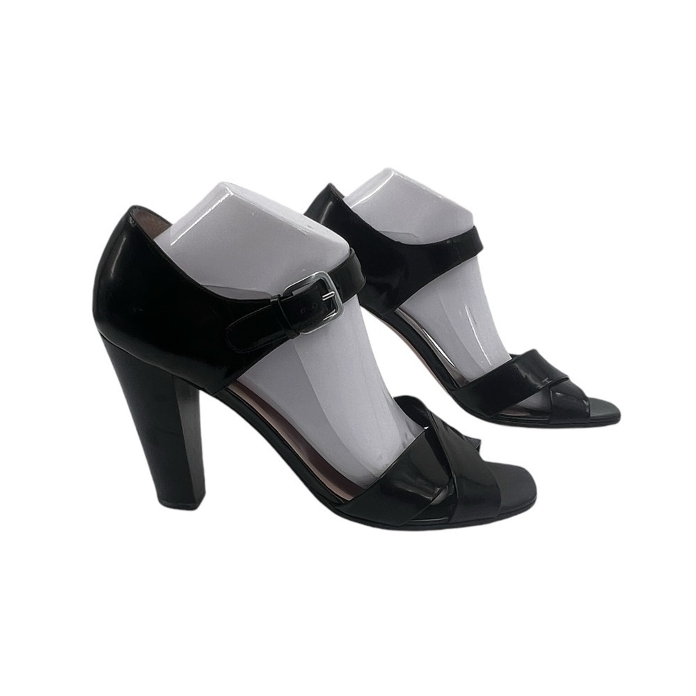Cole Haan Black Patent Adjustable Strap Heeled Sandals Size 10 Women’s